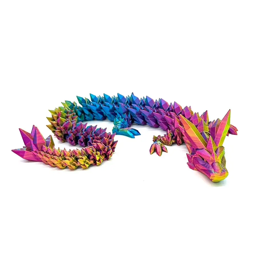 Crystal Dragon Figure-Colorful-3d printed- Decoration-21in long- Multicolor-Articulating- Gift- Decor fidget toy Ornaments Christmas Holiday Present p