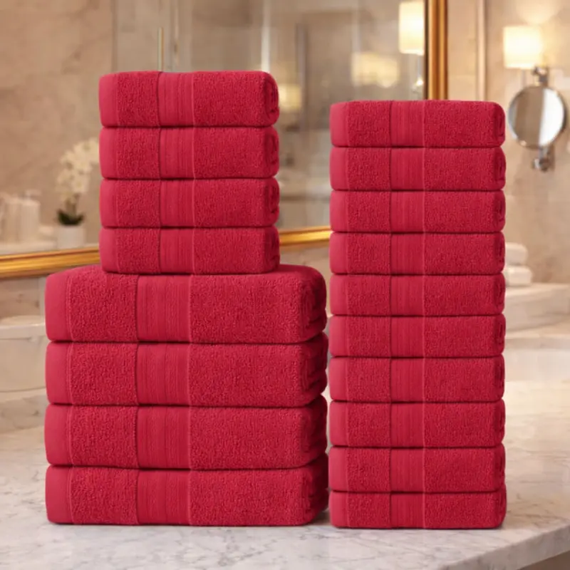 Hurbane Home 18-Piece 100% Cotton Spa Luxury Clean Towel Set - Extra Large, Plush, Lint-Free, Thick, Soft, Absorbent - 4 (27x52in), 4 Hand (15x25in), 10 Washcloths (12x12in) - Daily Use Bathroom Home Supplies