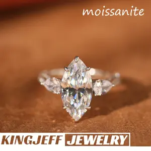 (Marquess)5CT synthetic Moissanite 925 Sterling Silver Ring