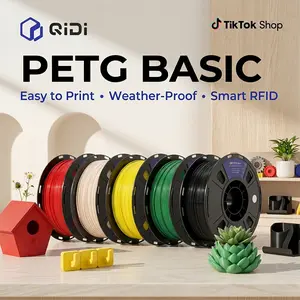 QIDI PETG Basic 3D Printer Filament, 1.75mm 1kg (2.2lbs) Spool, Easy-to-Print, 300mm/s High-Speed Printing, RFID Auto Recognition, Smooth Glossy Surface, UV & Water Resistant, Compatible with Most FDM 3D Printers, 3D Printing, Automotive Parts