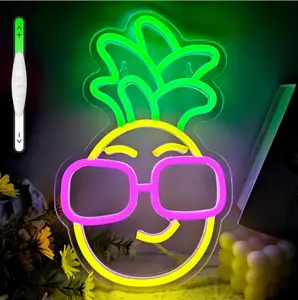 Pineapple Neon Sign with Sunglasses – LED Tropical Light for Home & Bar