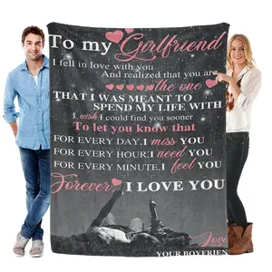 To My Girlfriend Spend My Life With You Cozy Flannel Blanket - Boyfriend to Girlfriend Soft Throw - Super Soft Plush Gifts for Romantic Girlfriend Flannel Throw Blanket, Soft Cozy Blanket for Sofa Couch Bed, Warm Gift for Home Decor