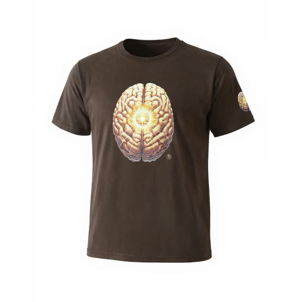 Sacred Shade Unisex Graphic Tee Illuminate the Hidden Within Golden Brain-Lotus Design 100% Soft Cotton All Seasons Summer Style Eco-Friendly Inks