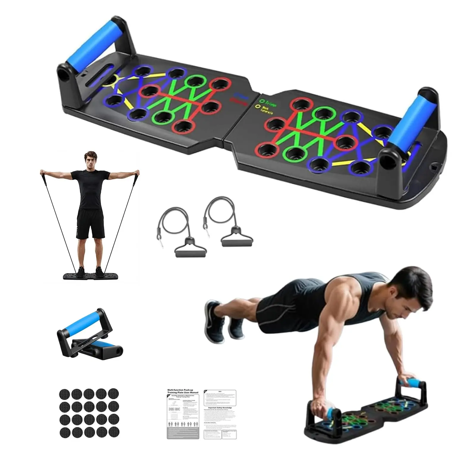 17-in-1 Foldable Push Up Board, Push Up Bar, Handles & Resistance Bands - Portable Home Strength Training Equipment for Chest Workouts, Ideal for Teen Boys 16-18 & Gym Enthusiasts