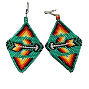 Traditional Native American Beaded Earrings with Fire Colors & MMIW Movement