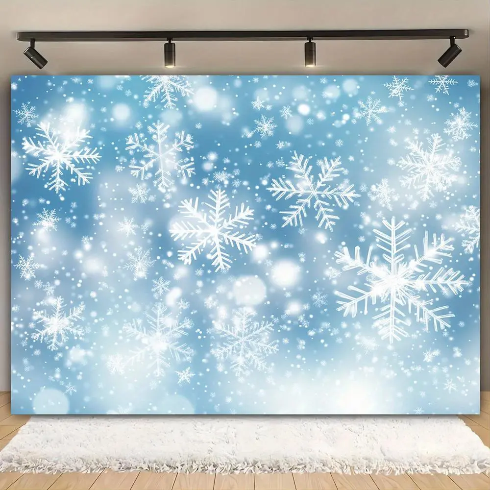 Durable Polyester Christmas Backdrop - Snowflake Winter Wonderland Design, Multi-Size Party Decoration Supplies (39x59in to 70.8x90.5in) Wall Hanging Backdrop, Birthday Photo Booth Prop Banner,summerwins