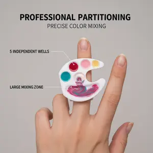 Nail Art Ring Palette, Reusable 3D Printed Finger Nail Polish Mixing Tray, Portable Hands-Free Nail Color Holder for DIY Manicure & Salon