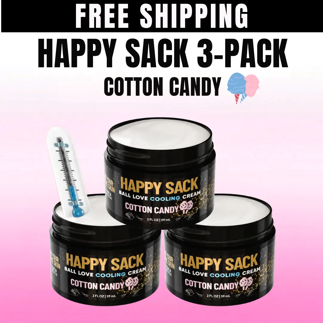 Derm Dude Happy Sack Cotton Candy Cooling Cream 3-Pack | Limited-Edition Scent | Ball Deodorant & Anti-Chafing Cream | Save $20