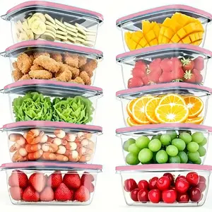Reusable Food Storage Containers with Leak-Proof Lids, Plastic Lunch Boxes for Kitchen, Office, and Picnics, Dishwasher and Microwave Safe