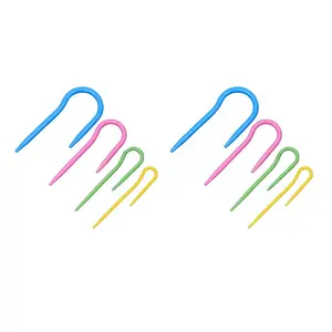 8-Piece U-Shape Multi-Color Crochet Hooks, Plastic Bent Design, Ideal for Home Crafts, Perfect for Beginners and Experts, Versatile Knitting Tools