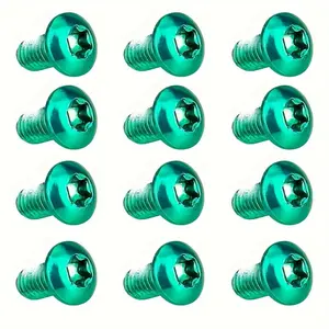 12counts Stainless Steel Bicycle Disc Brake Rotor Bolt, T25 Torx M5*10 Fixing Screw for MTB Cycling, Durable and Reliable Accessory