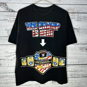[WWE] John Cena  “The Champ Is Here” Champion Belt Graphic  Unisex S-5XL T-Shirt Streetwear, For men And Women