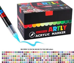 ARTLY Acrylic Paint Markers BX-9999-12//24/36/48/60/72/192/240 Fabric Pens for Textile Rock Glass Wood Paper Ceramic Canvas DIY Art Supplies Kit 240 Pieces for  Adults