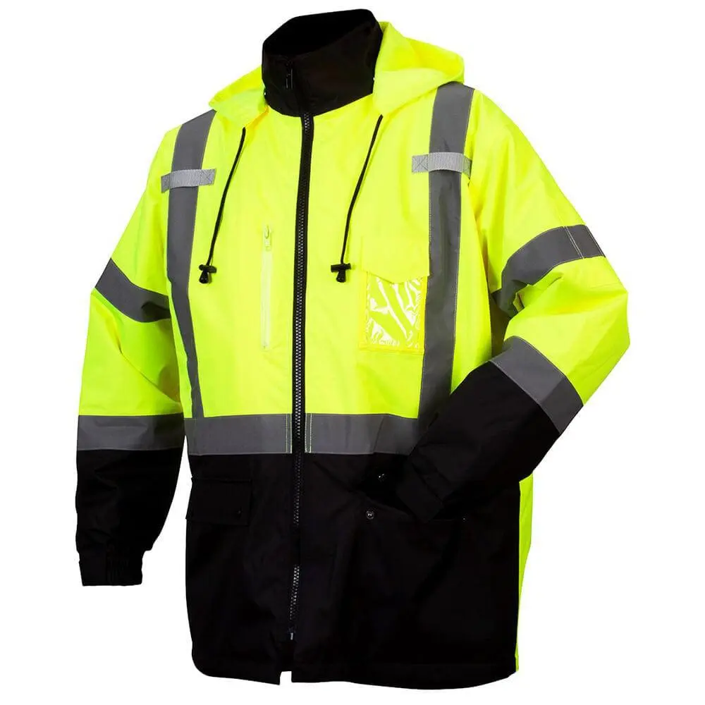 Pyramex RP31 Type R Class 3 Waterproof Parka Removable Fleece Liner Hi-Vis Lime
