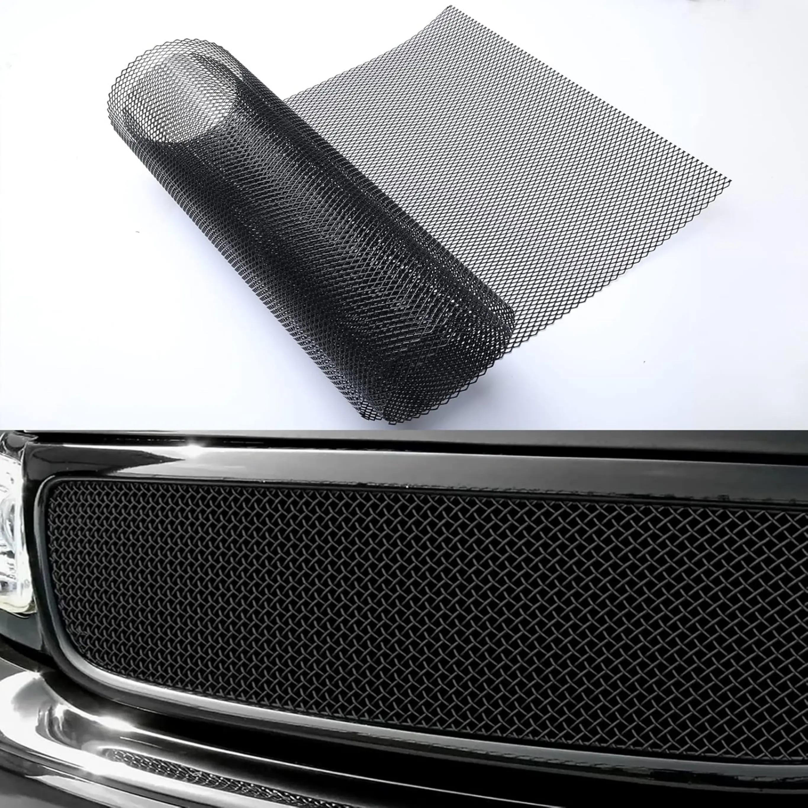 Share 40X13" Black Rhombus Grill Mesh - 3X6mm DIY For Car Bumper Aluminium Alloy US