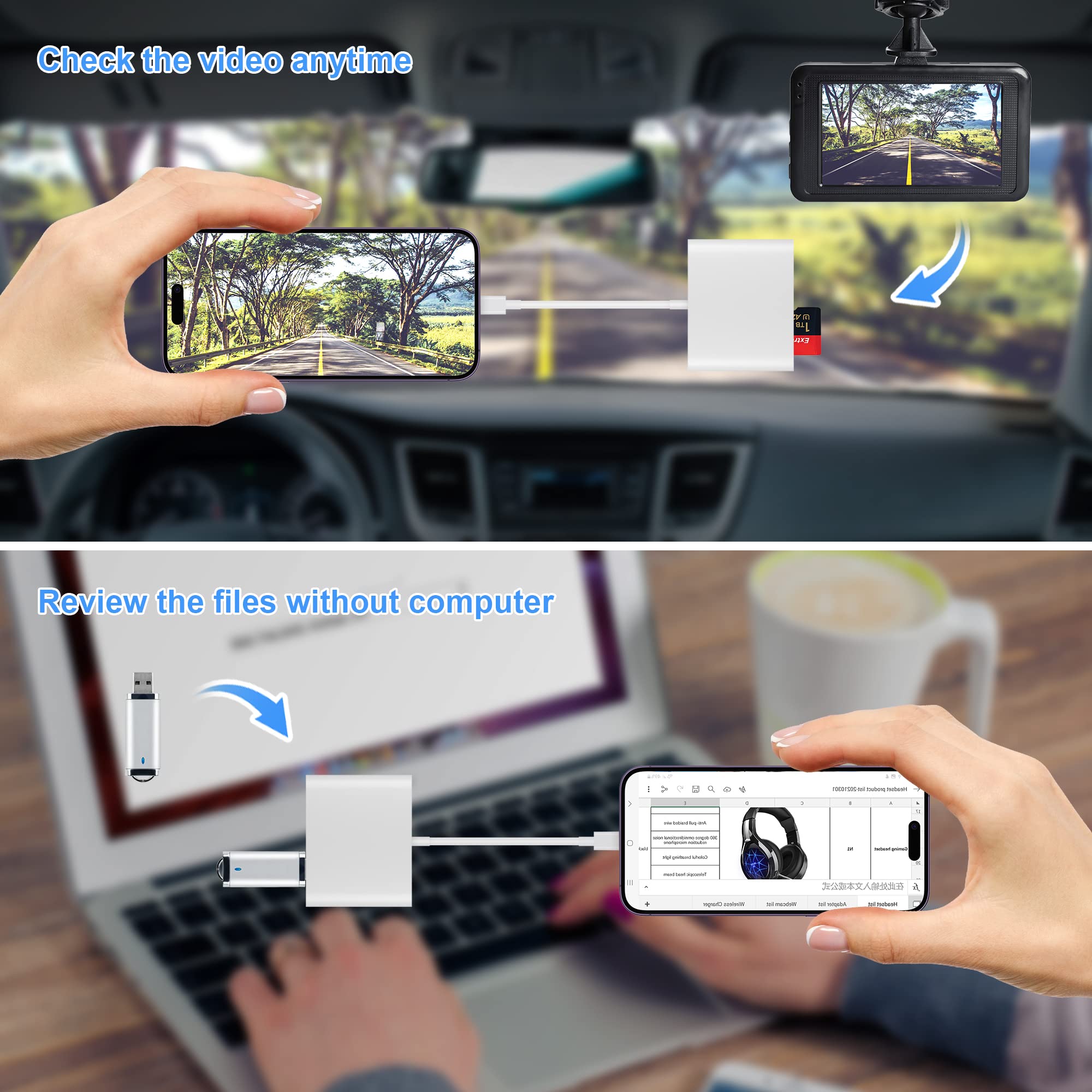 SD Card Reader, USB 3.0 Type C High Speed to SD/TF Card Adapter for iPhone 17/16/15 Pro Max Memory Card Reader with SD MicroSD USB 3 Port for Mac/iPad/MacBook Pro/Air Android Phone Tablet(White)