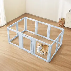 Clear Acrylic Dog Playpen Indoor, 76x49x30 in Plastic Pet Playen for Large Sized Dogs, Easy Assemble Waterproof Puppy Playpen, Easy to Clean, Durable Indoor Pet Dogs Cats Fence Kit