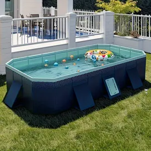 【102.36*64.96*21.65】 inch Foldable Frame Swimming Pool-NoInflation, Large Capacity, StableTriangular Support, Space - Saving Storage, forBackyard/Outdoor/Indoor Family Water Fun