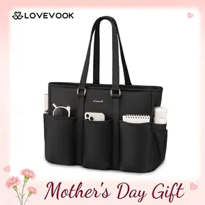 LOVEVOOK Laptop Tote Bag for Women Work, Teacher Tote Bag Nurse Bag, Utility Bag For Work/Travel/College/Daily, Professional Computer Bag Large Purse Handbag With Multi Pockets & Top Zipper