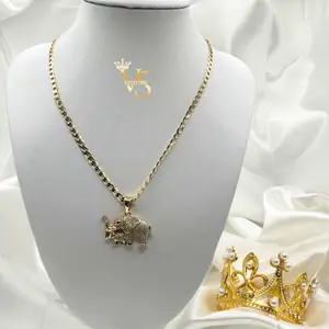 Valdes Luxury #156 – 14K Gold Plated Cuban Link Chain with Elephant Pendant