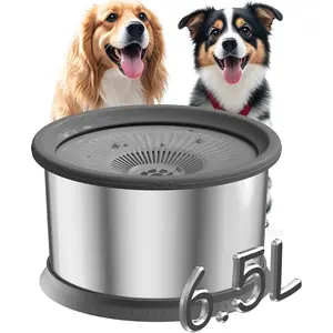 6.5L/220oz Stainless Steel Dog Water Bowl – No Spill, 1.6 Gallon Capacity – Anti-Slip Mat, Slow Drinking for Messy Drinkers