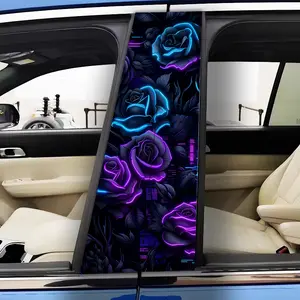 2Pcs Cyberpunk Neon Rose Element Car Patch - Simple peel and paste B-pillar protection, durable and age-resistant, perfect for personalizing your vehicle, car protection | Bold visual effects | Peelable stickers, car, Car Decorative Sticker