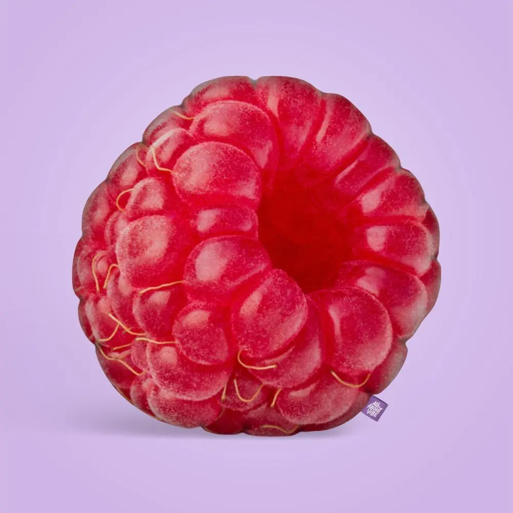 Raspberry Pillow | All About Vibe – Cute Plush 3D Raspberry That Brightens Any Room | Sweet Aesthetic Decor & Funny Unique Gift | Soft Plush, Made in USA