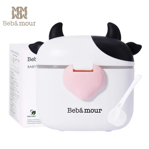 Bebamour Baby Formula Dispenser - Travel-Size, Leak-Proof, Non-Toxic, Odourless, High-Capacity 450ml Container with Double Seal Lid, Scoop, Leveller for 0-2 Years Newborns, On-the-Go Storage, Baby Items