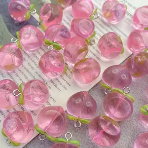 10pcs pink peach shape DIY pendant decoration beads, necklace bracelet earrings y keychain making materials