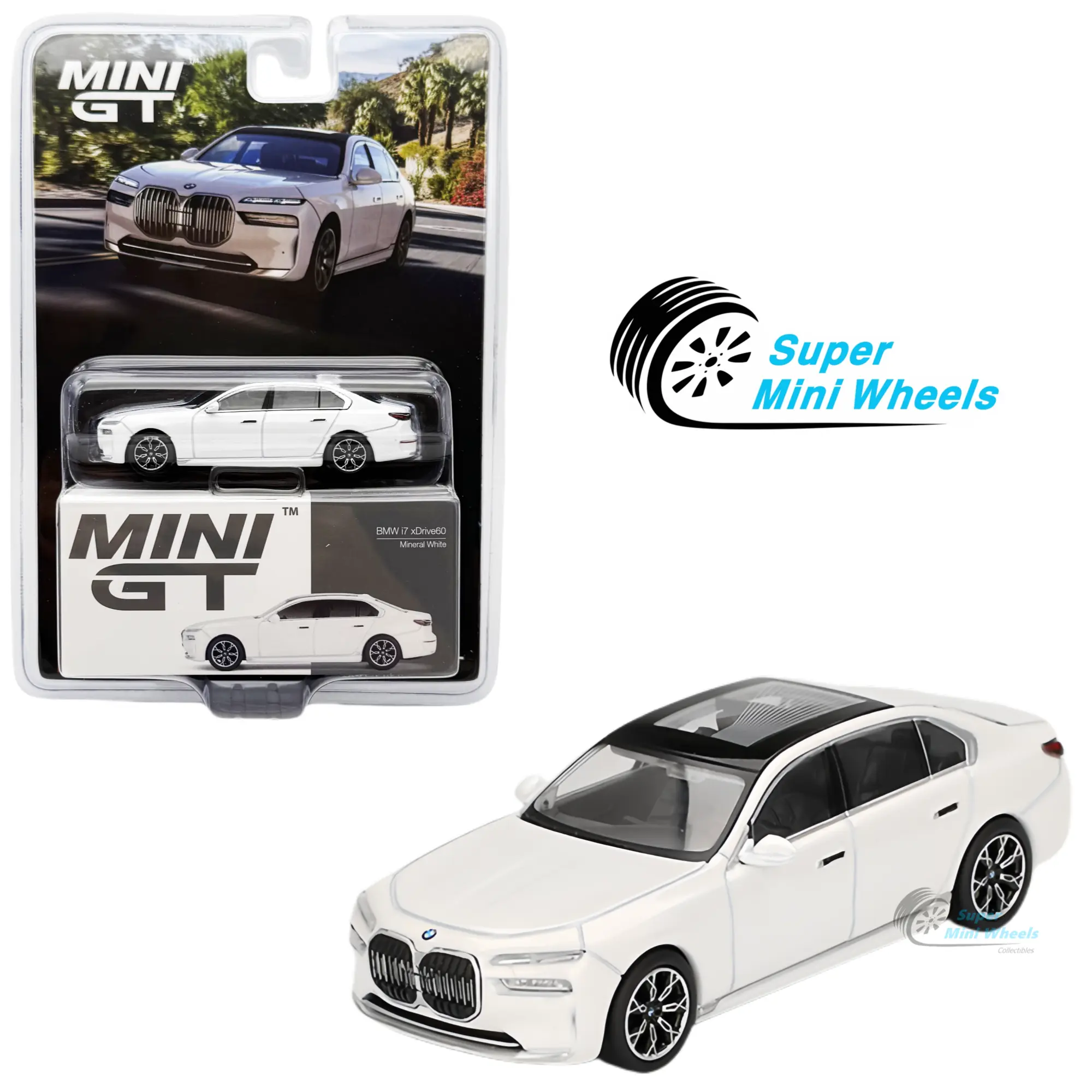 Mini GT 1:64 BMW i7 xDrive60 Mineral White #819