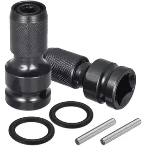 2 count 1/2 inch Square Drive to 1/4 inch Hex Female Socket Adapter Converter Chuck Adaptor for Air and Electric Impact Wrench Impact Drill Ratchet Wrench,Quick Release
