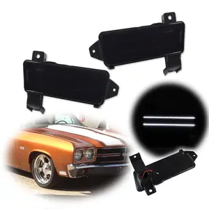 2PCS Brand new and quality For 1970 Chevy Chevelle El Camino Smoke White LED Front Side Marker lamps Lights
