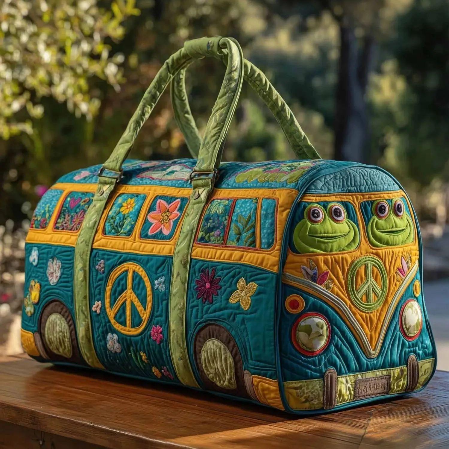 FAFA 18 inch*9 inch*9 inch Unisex Boho Quilted Weekender Travel Bag, Lightweight & Comfortable, Hippie Design