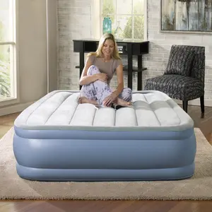 Beautyrest Hi Loft 17" Queen Air Mattress, Raised Inflatable Blow-Up Bed, Powerful Pump, Adjustable