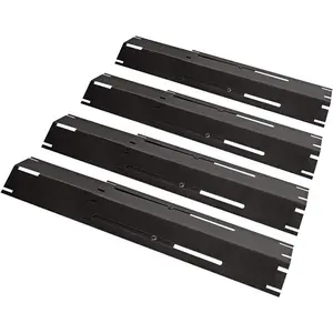 Universal Replacement Heavy Duty Adjustable Porcelain Steel Heat Plate Shield, Heat Tent, Flavorizer Bar, Burner Cover, Flame Tamer for Gas Grill, Extends from 11.75" up to 21" L, 4 Pack