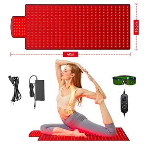 Red Light Therapy Mat, High-Density LEDs Full Body Red Light Therapy, 660nm & 850nm Dual Wavelengths, Foldable Red Light Therapy Blanket with Timer, 40" x 16.5", 1370 LEDs Infrared Light Therapy for Full Body Pain Relief, Improved Sleep