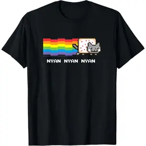 Nyan Cat Nyan Nyan Nyan Rainbow Funny Internet Meme T-Shirt