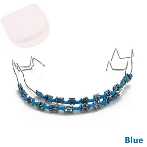 1Pair Fake Braces Colorful Brackets For Teeth Temporary Metal Wires Metal Bracket Orthodontic Ligature Ties Dental Blue Oral