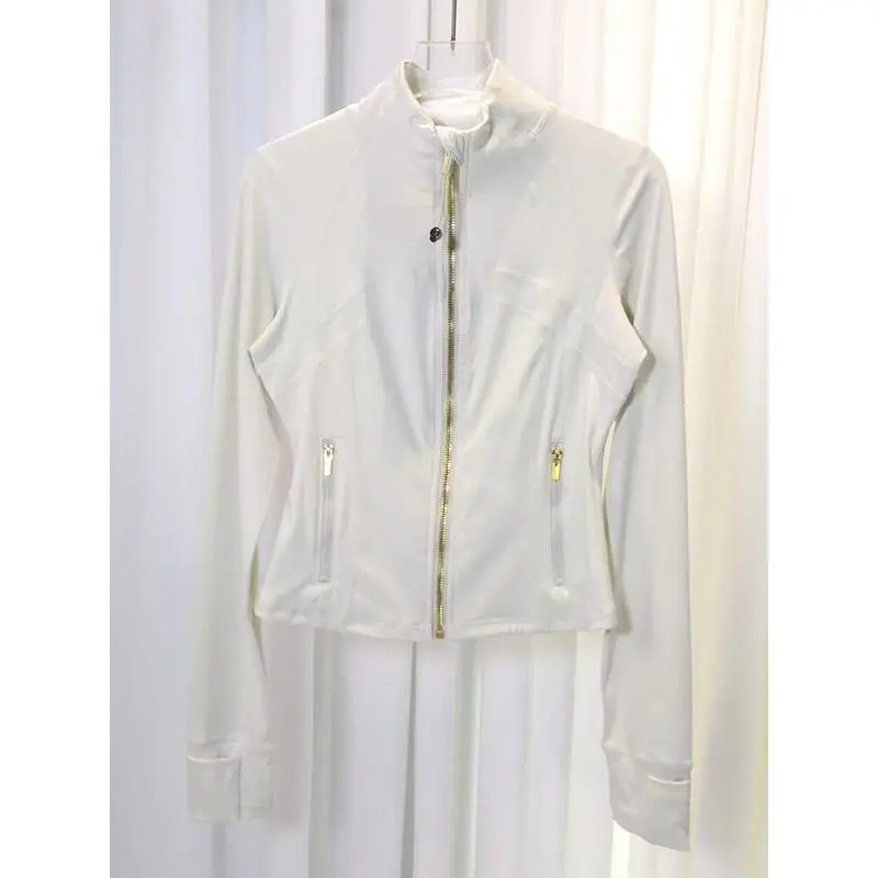 Women's Silver Color Zipper Jacket, Short Sleeve Stand Collar Yoga Coat, Slim Fit Breathable Quick-Dry Sun Protection Outerwear, Sports Jacket Women's Silver Color Zipper Jacket, Short Sleeve Stand Collar Yoga Coat, Slim Fit Breathable Quick-Dry Sun Protection Outerwear, Sports Jacket