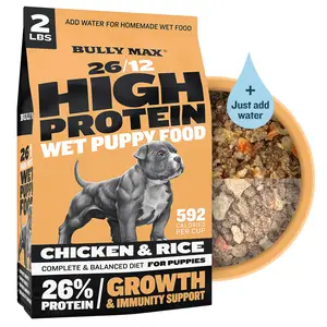Bully Max 26/12 High Protein Wet Puppy Food - 26% Protein, 12% Fat, Chicken, Barley & Oats, Supports Healthy Growth & Immune Support