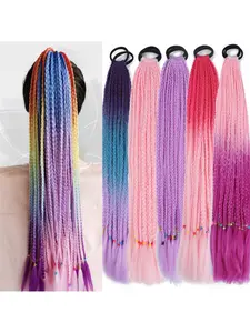 Rubber band style ombre dreadlocks wig, made of high-temperature silk, naturally fluffy and not easy to fall apart. Rainbow-colored braided ponytail, reusable dreadlocks wig, firm and not easy to fall off, suitable for daily wear and parties.