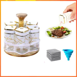 Nw 3Lbs Christmas Gift Rotation 6 Empty Jars Spice Rack Countertop Spinner Spice Storage Tower Rotating Seasoning Bottle Organizer Kitchen Utensils- Display Holder