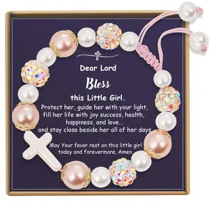 Happy Easter Bracelet for Girls, Baptism Bracelet for Girls as Baptism Jewelry Cross Bracelets Christening Gifts, Easter Jewelry Cross Bracelets for Women as Easters Basket Stuffers