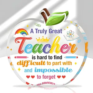Apple Shaped Acrylic Ornament, Creative Teacher Gift with Gift Box, Desktop Ornament for Home Office School, Teacher Appreciation Gift