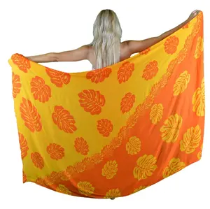 Island Style- Monstera Full Size Sarong - Dk Orange/ Lt Orange