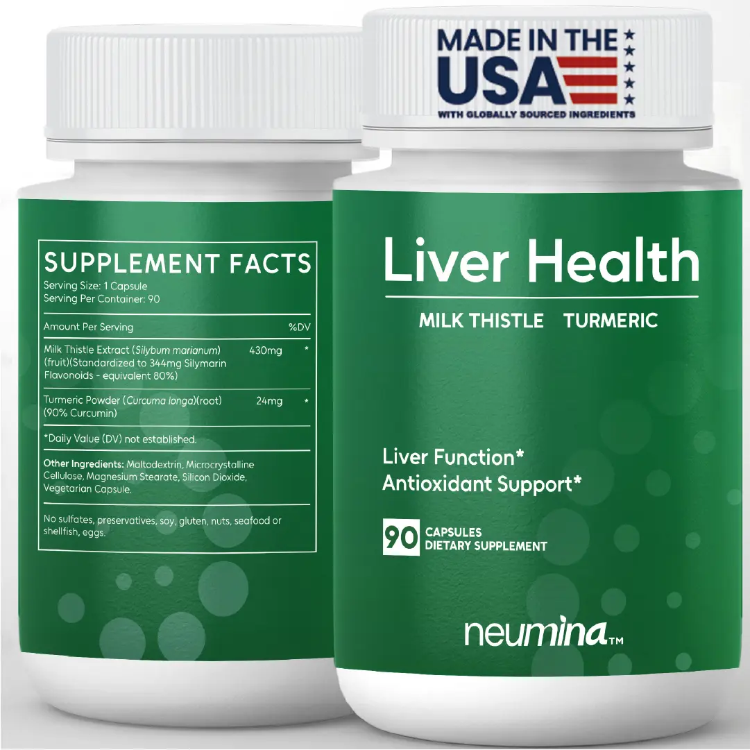 Neumina Men's Liver Health Complex Herbal Supplement with Milk Thistle & Turmeric Vegan Non-GMO Made in USA 90 Servings - Edible, Healthcare