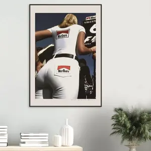 (No Frame) Vintage Formula 1 Poster, Grid Girl  Marlboro F1 Classic Racing Wall Art, Motorsport Decor Gift for Formula One Fans