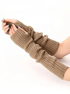 Straight long gloves autumn and winter new knitted wool disco men and women JK fingerless warm pile sleeves