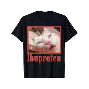 Ibuprofen Cat Meme T-Shirt Fabric Aesthetics Cotton