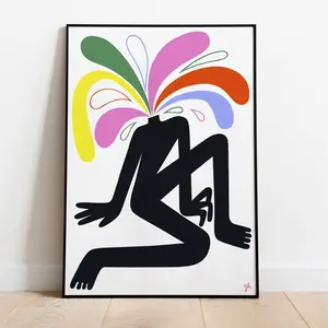 Modern wall art: Euphoria / Minimalist print / Modern painting print / Girl portrait / 50x70, 40x50, 30x40 poster / Polish poster art